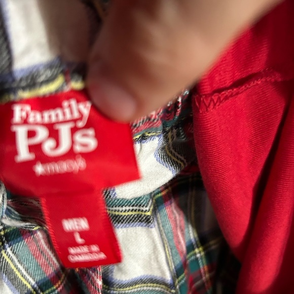 NWT Macys Family Pajamas men’s size large pajama set red shirt plaid flannel - Picture 4 of 6
